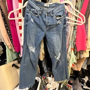 Kensie jeans vintage luxe high rise distressed wide leg